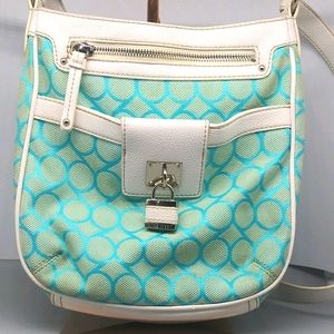 Nine West "9" logo turquoise and white crossbody